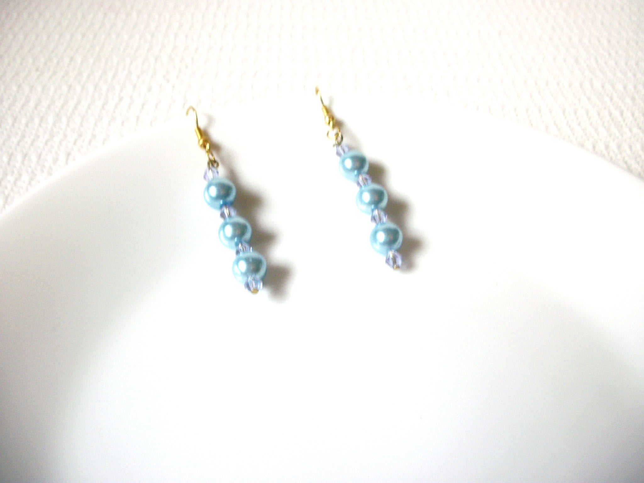 Vintage Blue Glass Pearl Earrings 101620