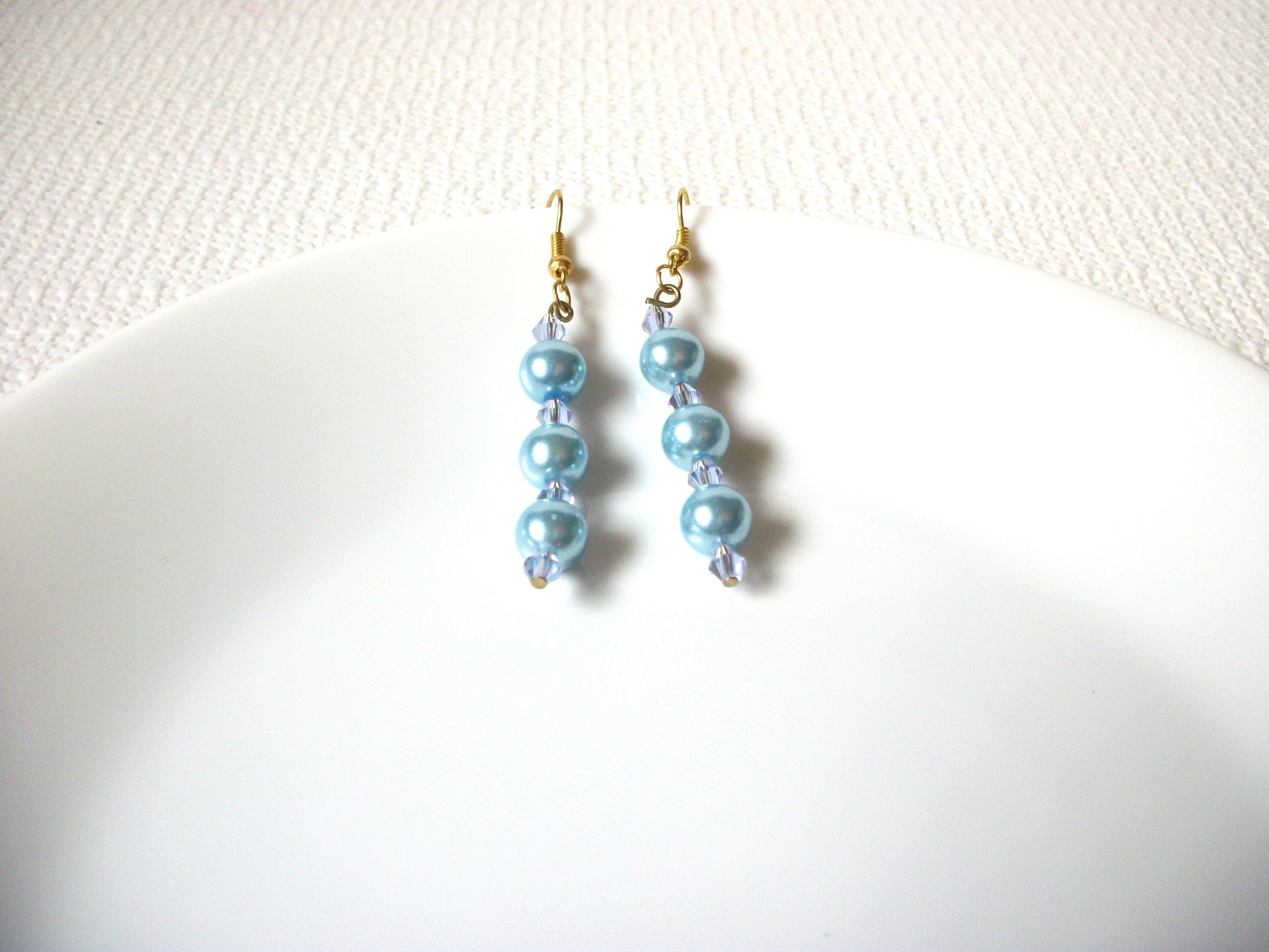 Vintage Blue Glass Pearl Earrings 101620