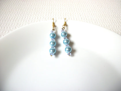 Vintage Blue Glass Pearl Earrings 101620