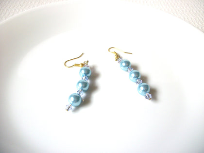 Vintage Blue Glass Pearl Earrings 101620
