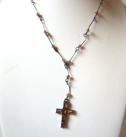 Vintage Crucifix Topaz Necklace 101620
