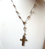 Vintage Crucifix Topaz Necklace 101620