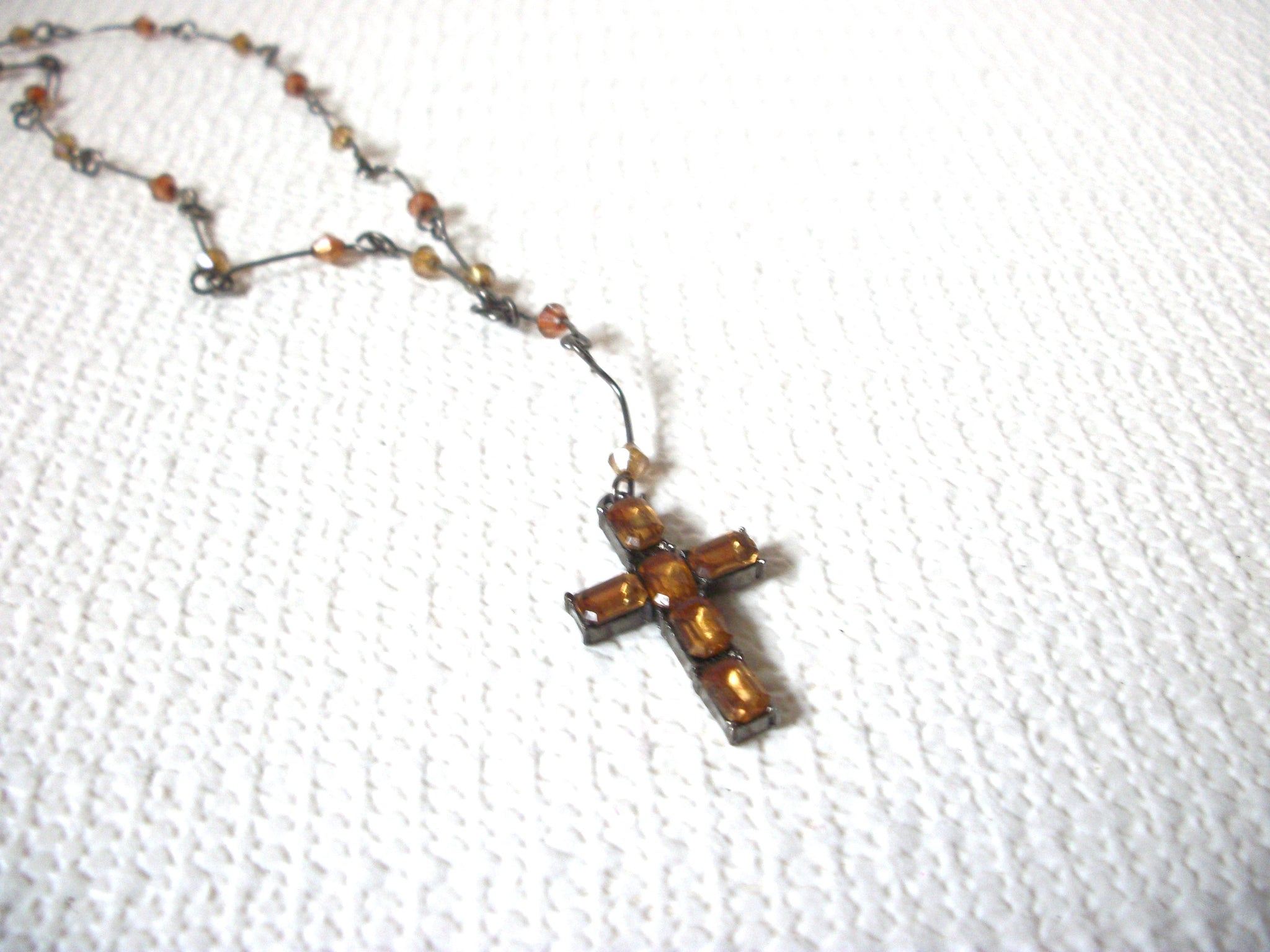 Vintage Crucifix Topaz Necklace 101620