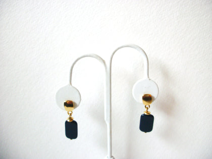 Retro Gold Navy Blue Lucite Earrings 101620