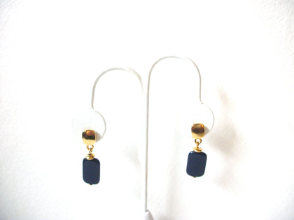 Retro Gold Navy Blue Lucite Earrings 101620
