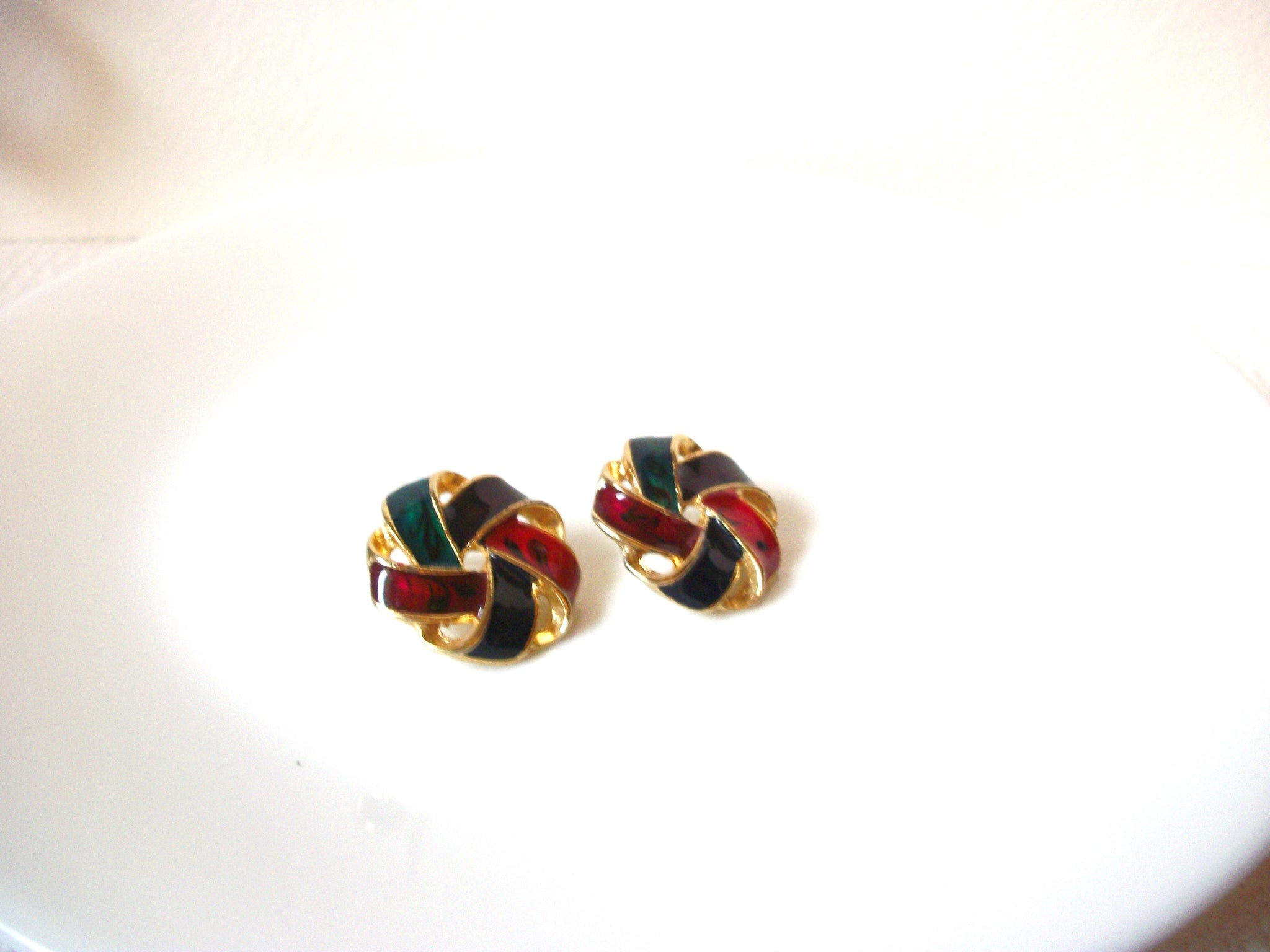 Retro Colorful Enameled Earrings 101620