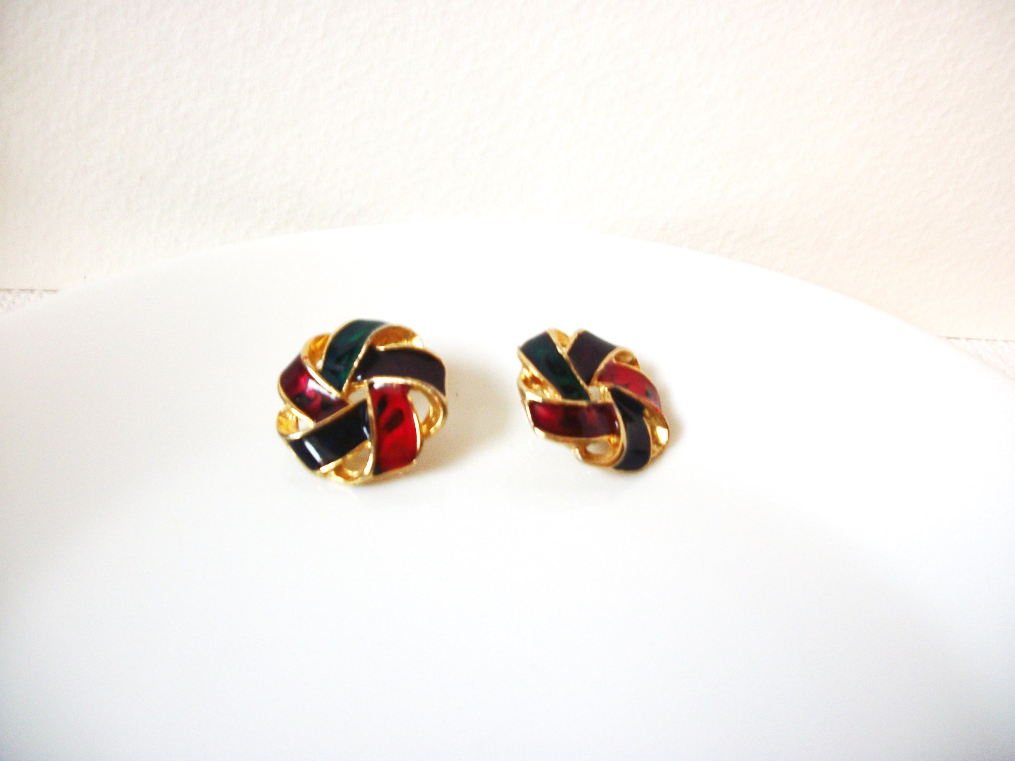 Retro Colorful Enameled Earrings 101620