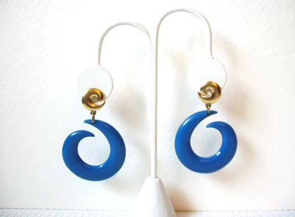 Retro Blue Gold Lucite Earrings 101620