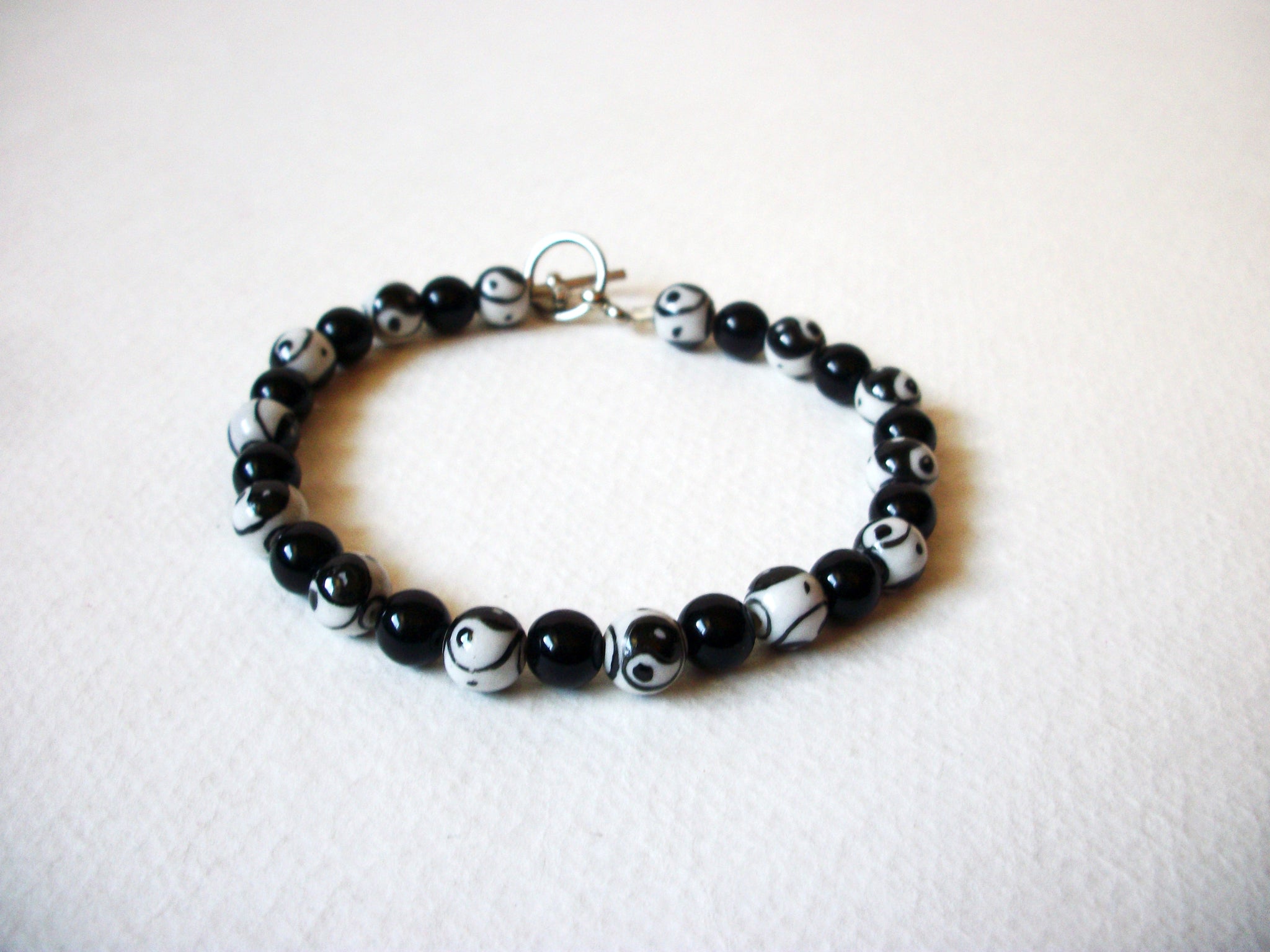 Bohemian Black White Glass Bracelet 71620