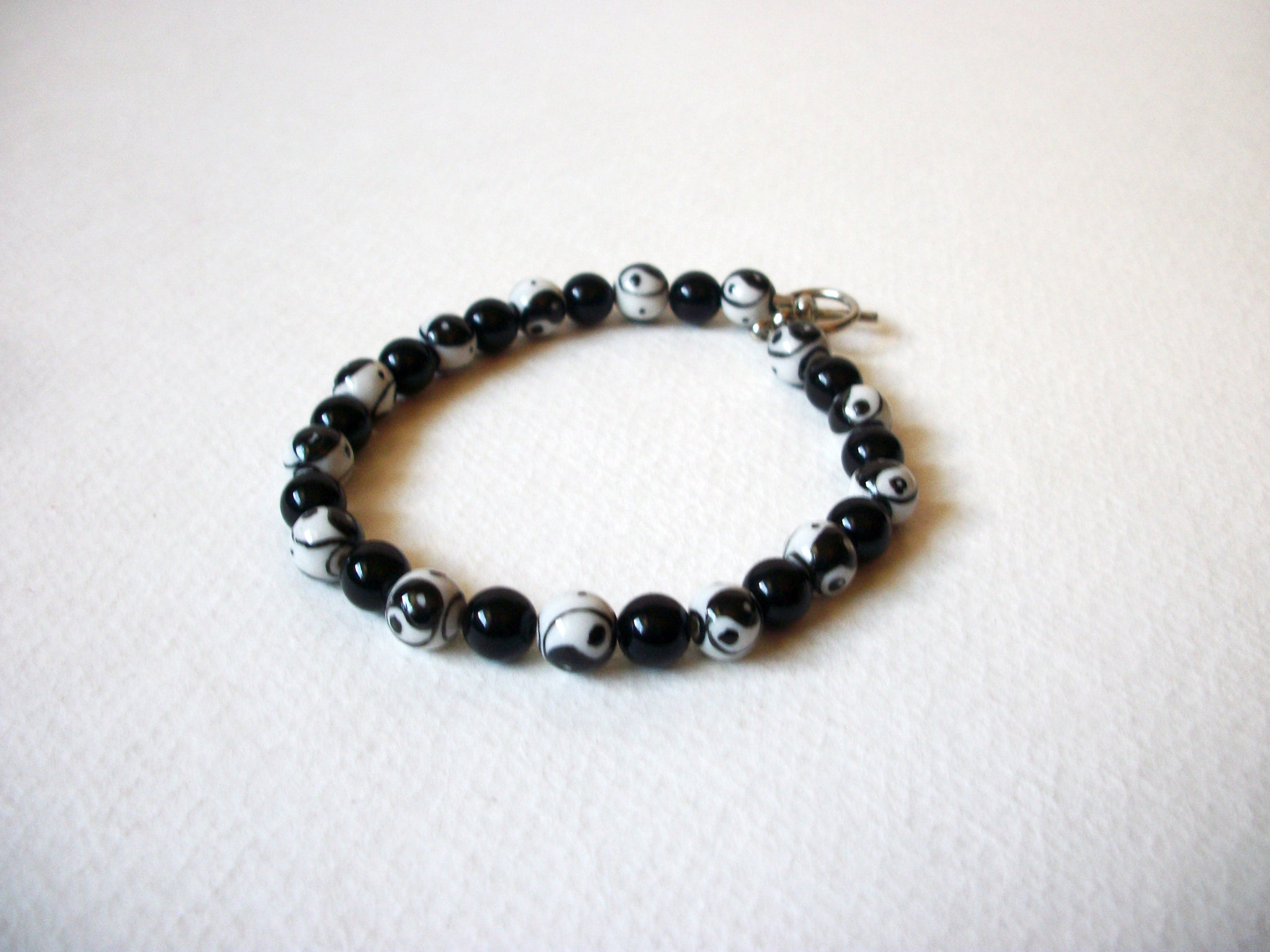 Bohemian Black White Glass Bracelet 71620