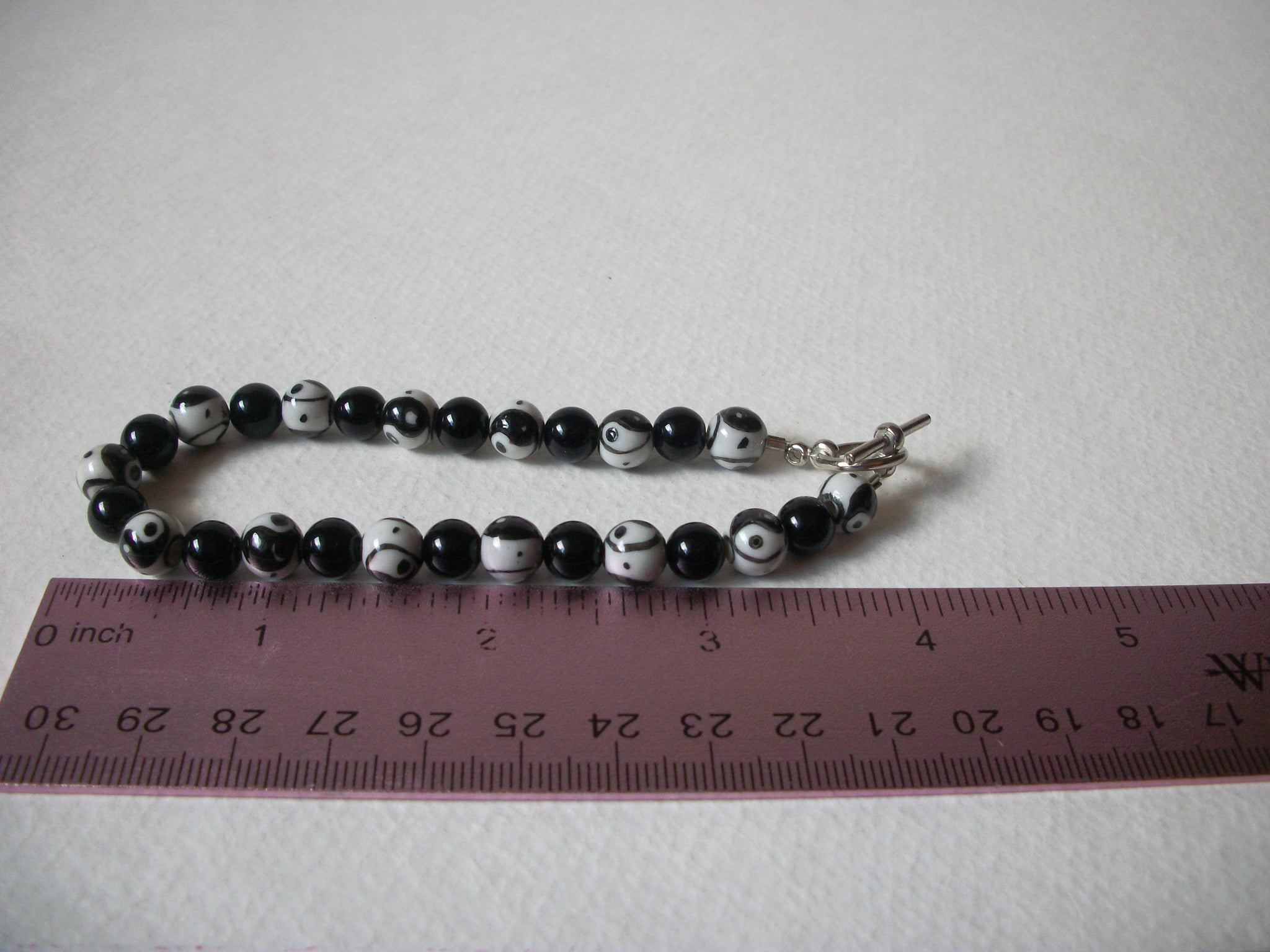 Bohemian Black White Glass Bracelet 71620