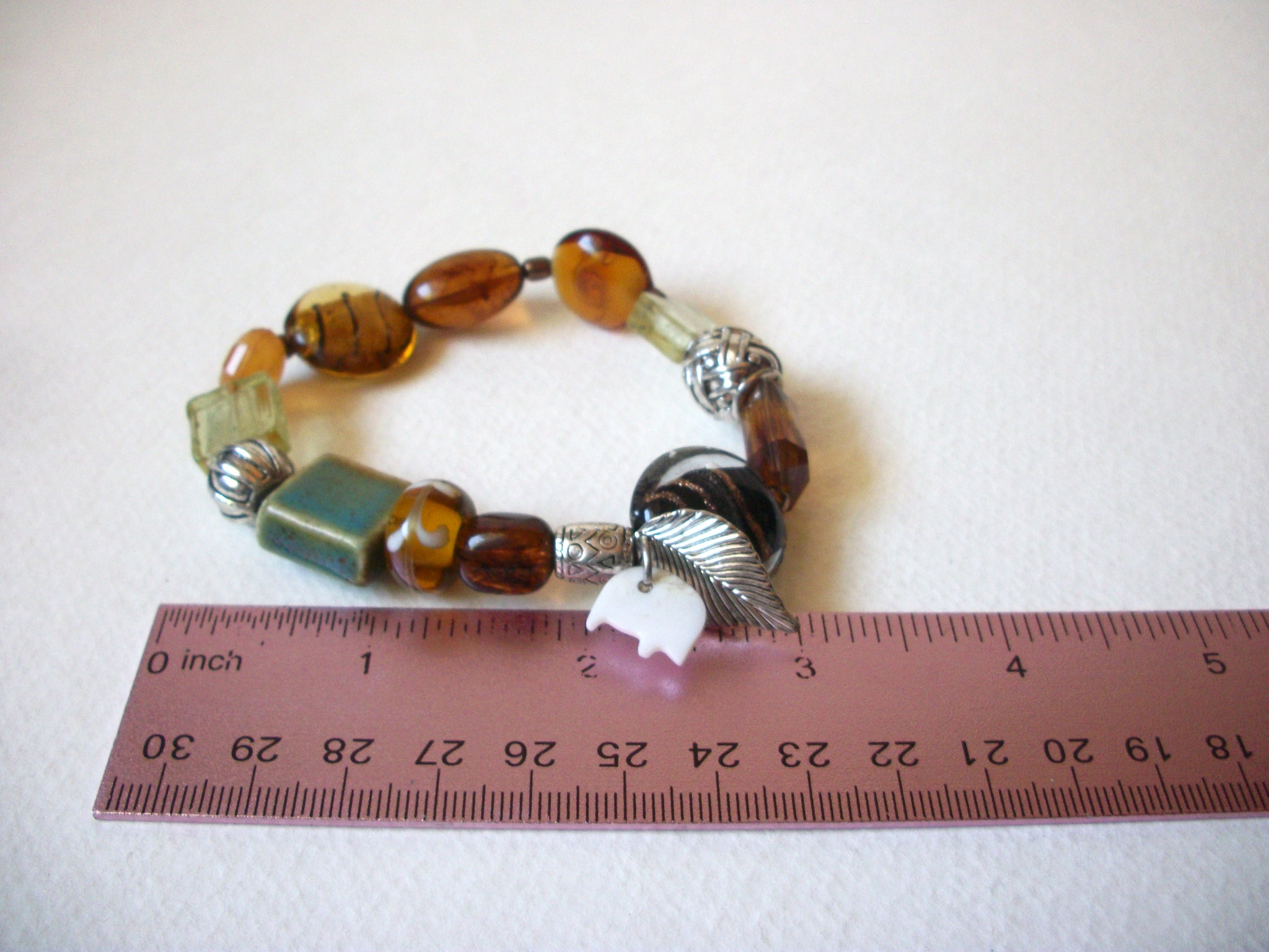 Foil Glass MOP Pottery Beads Bracelet 71720