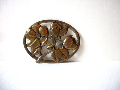 Vintage BRASS Floral Brooch 71820