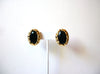 Vintage Gold Black Glass Earrings 71820