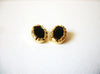 Vintage Gold Black Glass Earrings 71820