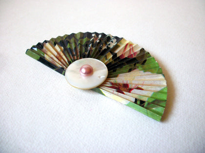Vintage Very Large Mother Of Pearl Fan Brooch 71920