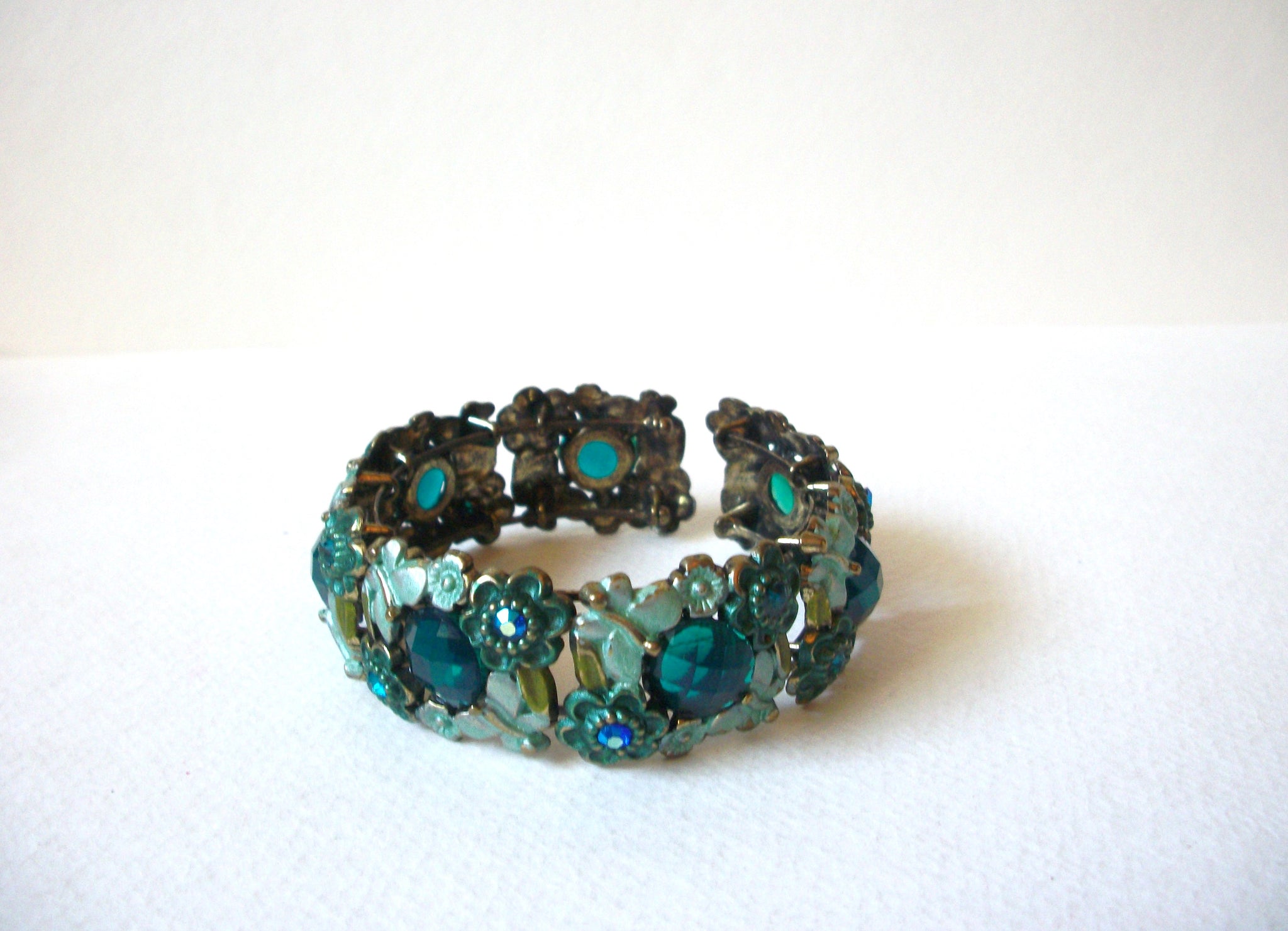 Vintage Blue Rhinestone Cuff Bracelet 72020