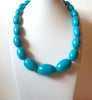 Vintage Turquoise Blue Wood Necklace 72020