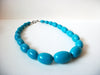 Vintage Turquoise Blue Wood Necklace 72020