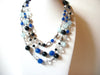 Vintage Blue Black Clear Glass Beads Necklace 72120