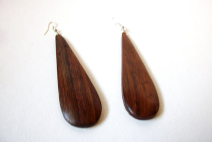 Vintage African Organic 4 Inch Wood Earrings 72220