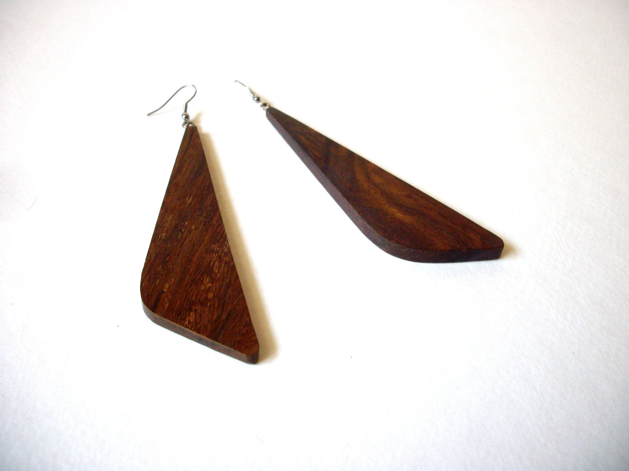 Vintage African Organic 4 Inch Wood Earrings 72220