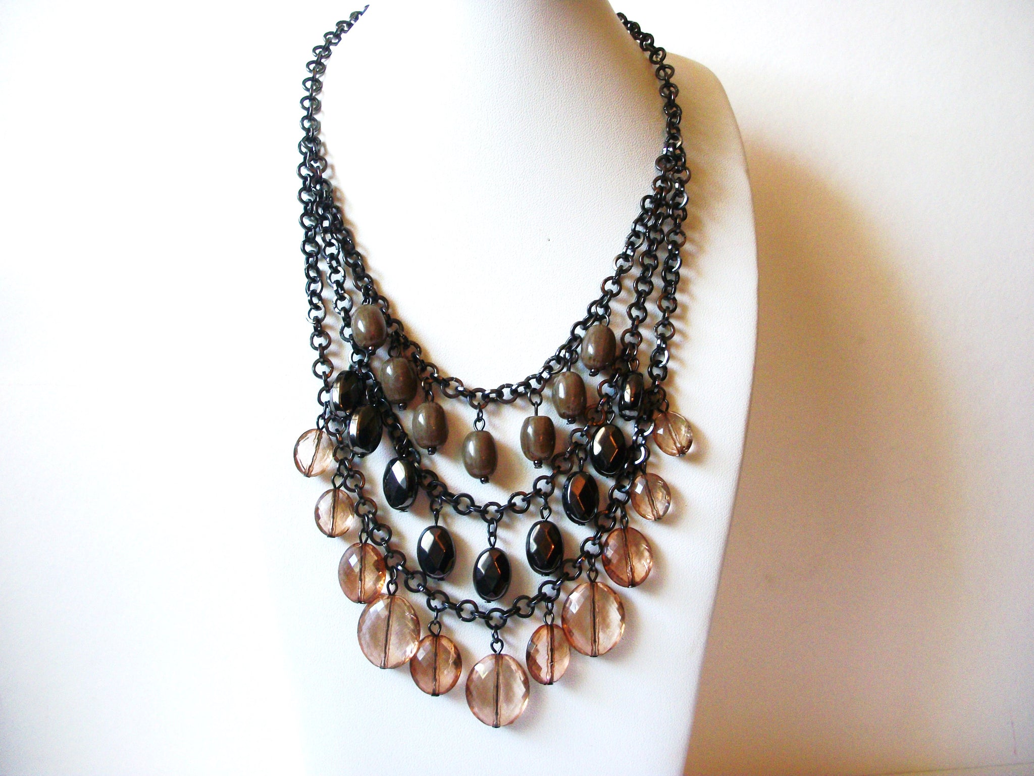 Vintage Hematite Glass Necklace 72220