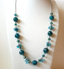 Vintage Turquoise Green Glass Necklace 72220