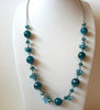 Vintage Turquoise Green Glass Necklace 72220