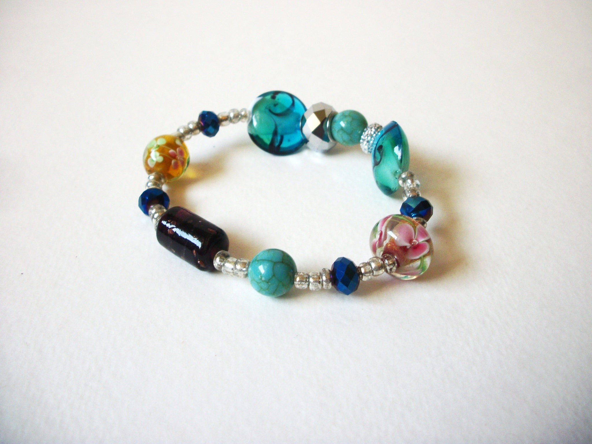 Lamp Work Bohemian Glass Beads Bracelet 72320