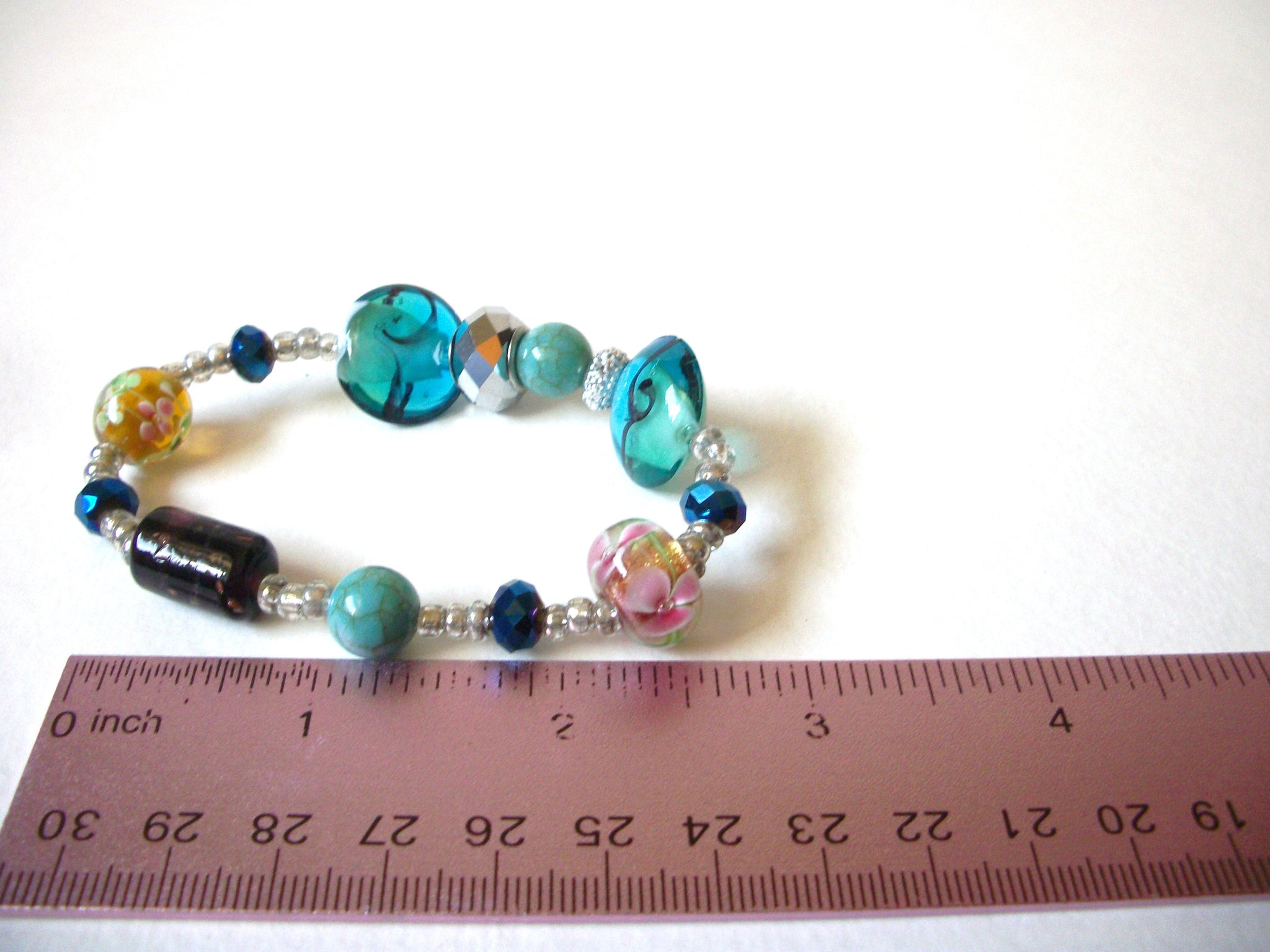 Lamp Work Bohemian Glass Beads Bracelet 72320