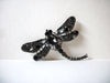 Large Vintage Black Gray Dragonfly Rhinestones Brooch 72320