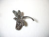 Large Vintage Black Gray Dragonfly Rhinestones Brooch 72320