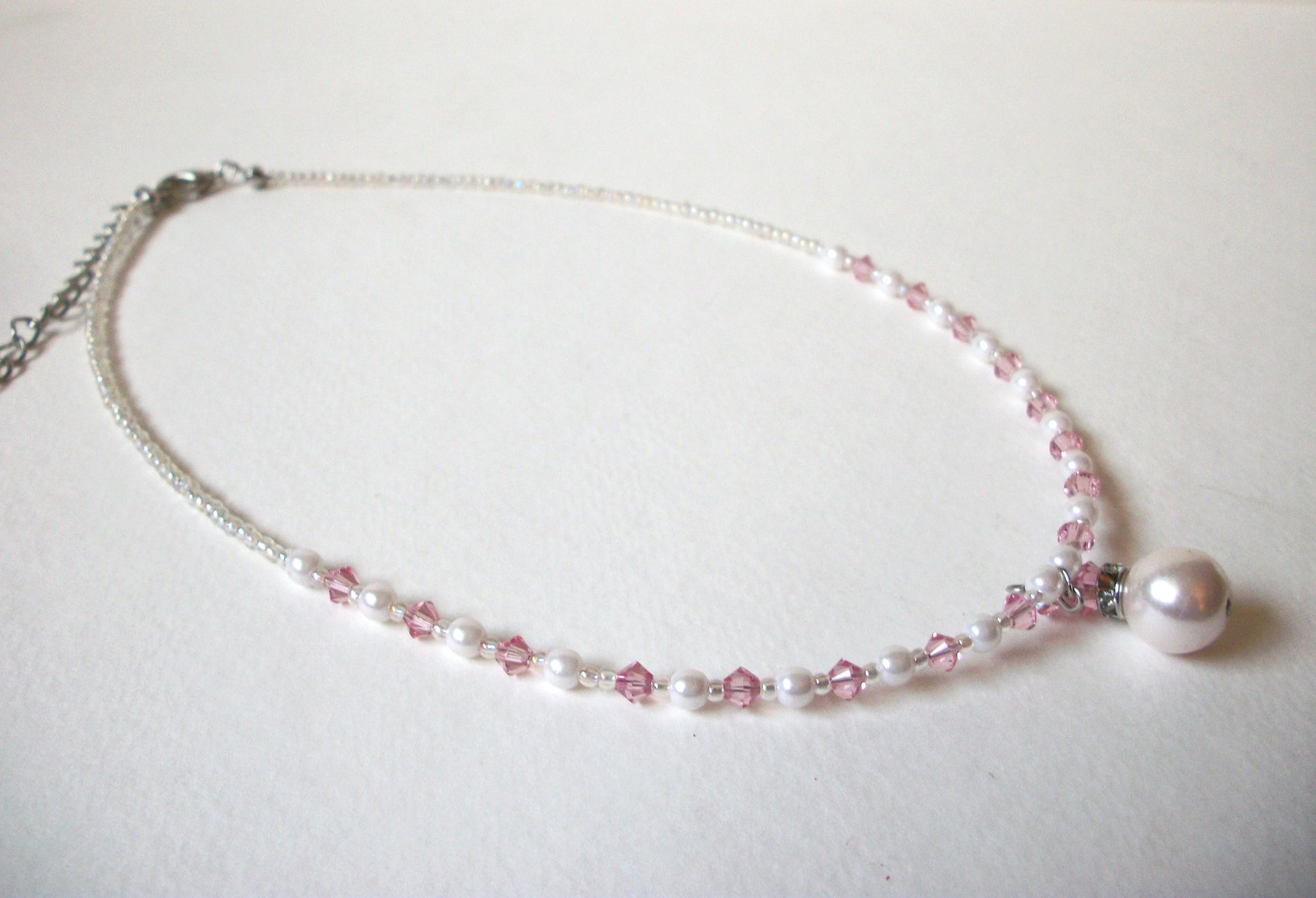 Romantic Glass Pearl Pink Glass Necklace 72520