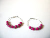 Retro Silver Fuchsia Pink Hoop Earrings 72520