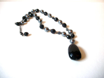 Retro Gray Black Glass Pearls Necklace 72520