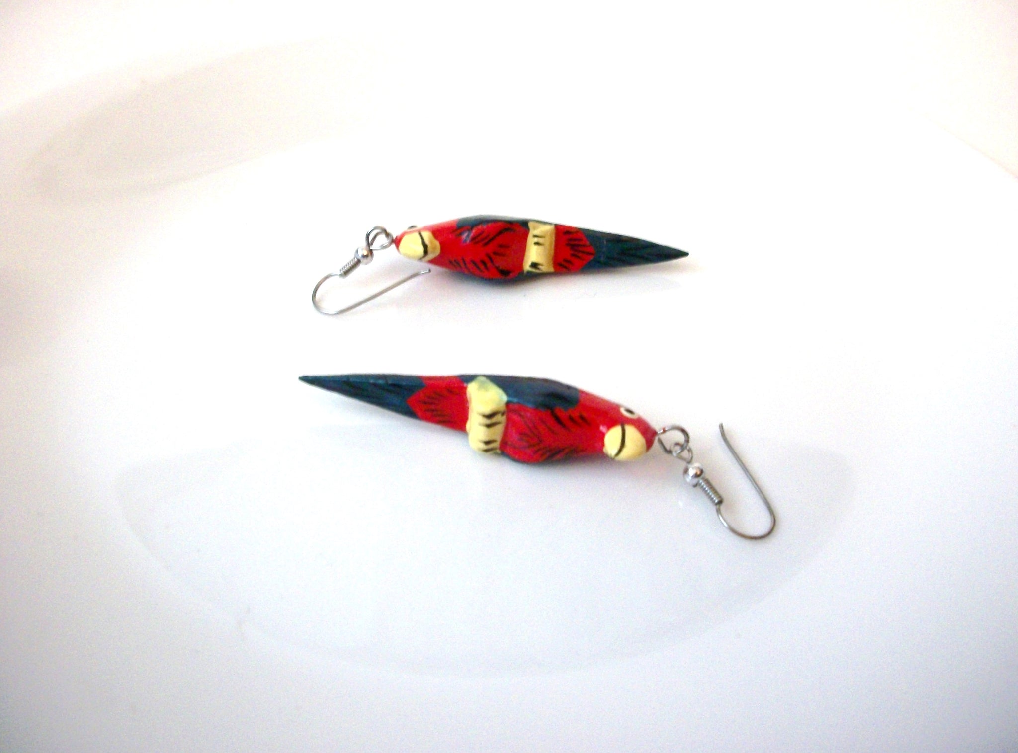 Colorful Wood Bird Earrings 72520