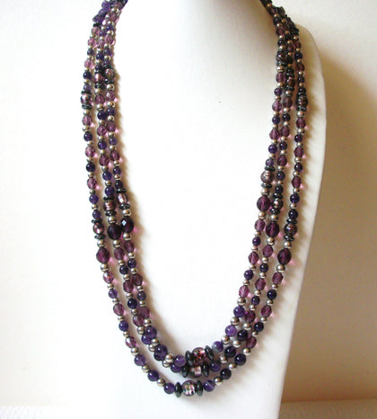 Vintage Amethyst Glass Necklace 72620