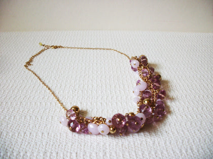 Vintage SAQ Gold Alt Rosa Pink Necklace 72620