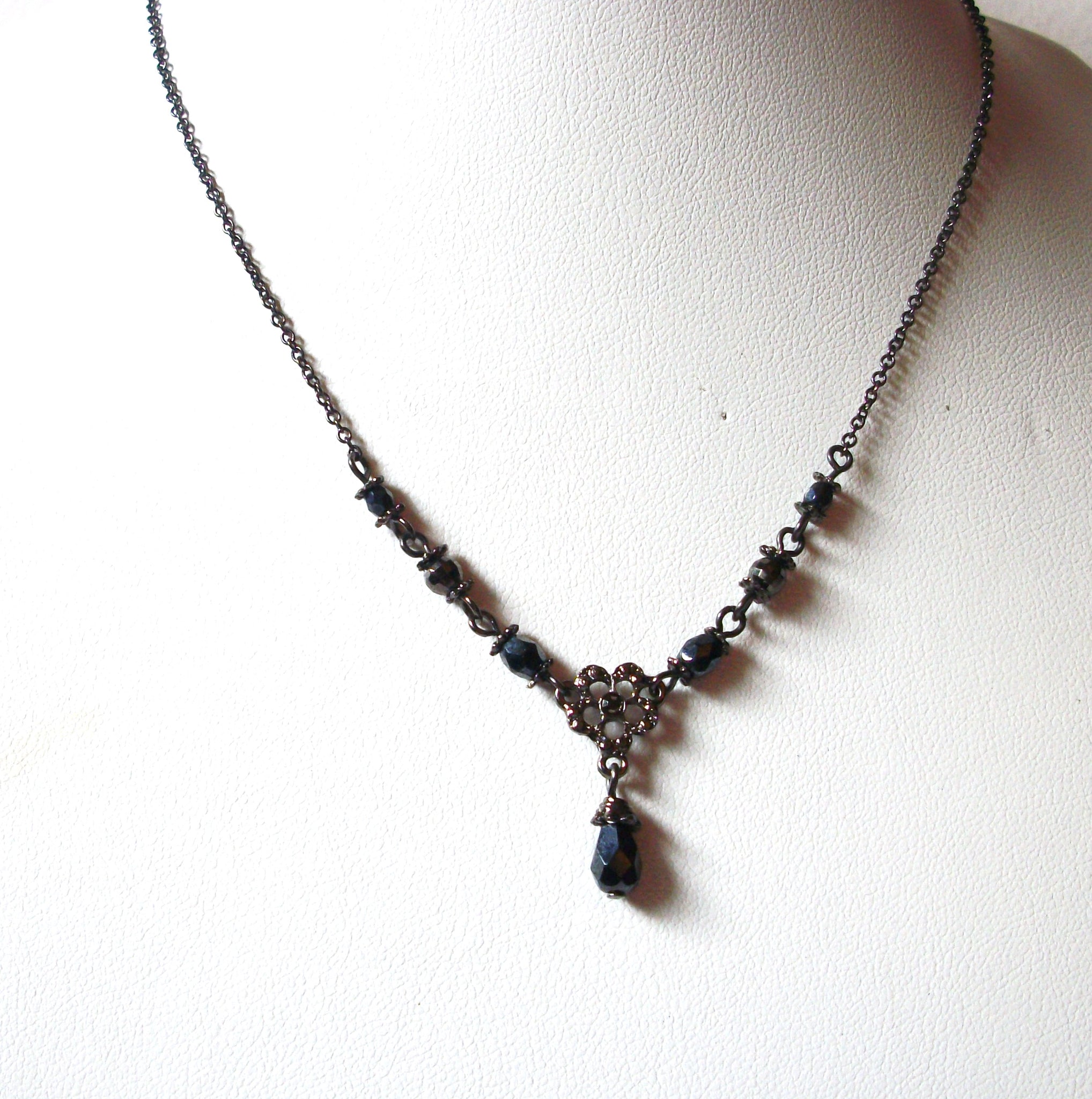 Victorian Silver Black Necklace 72820