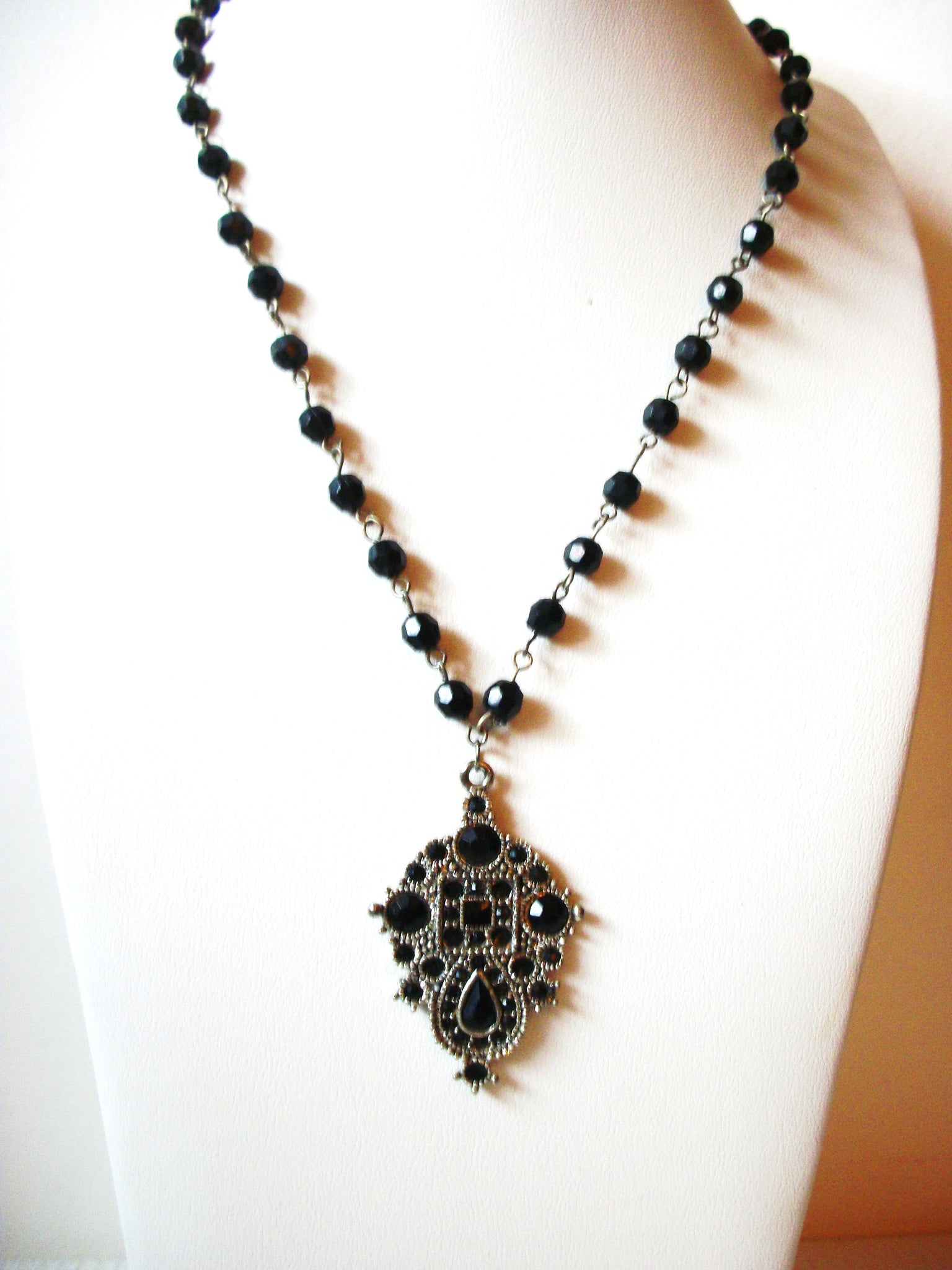 Victorian Silver Black Necklace 72820