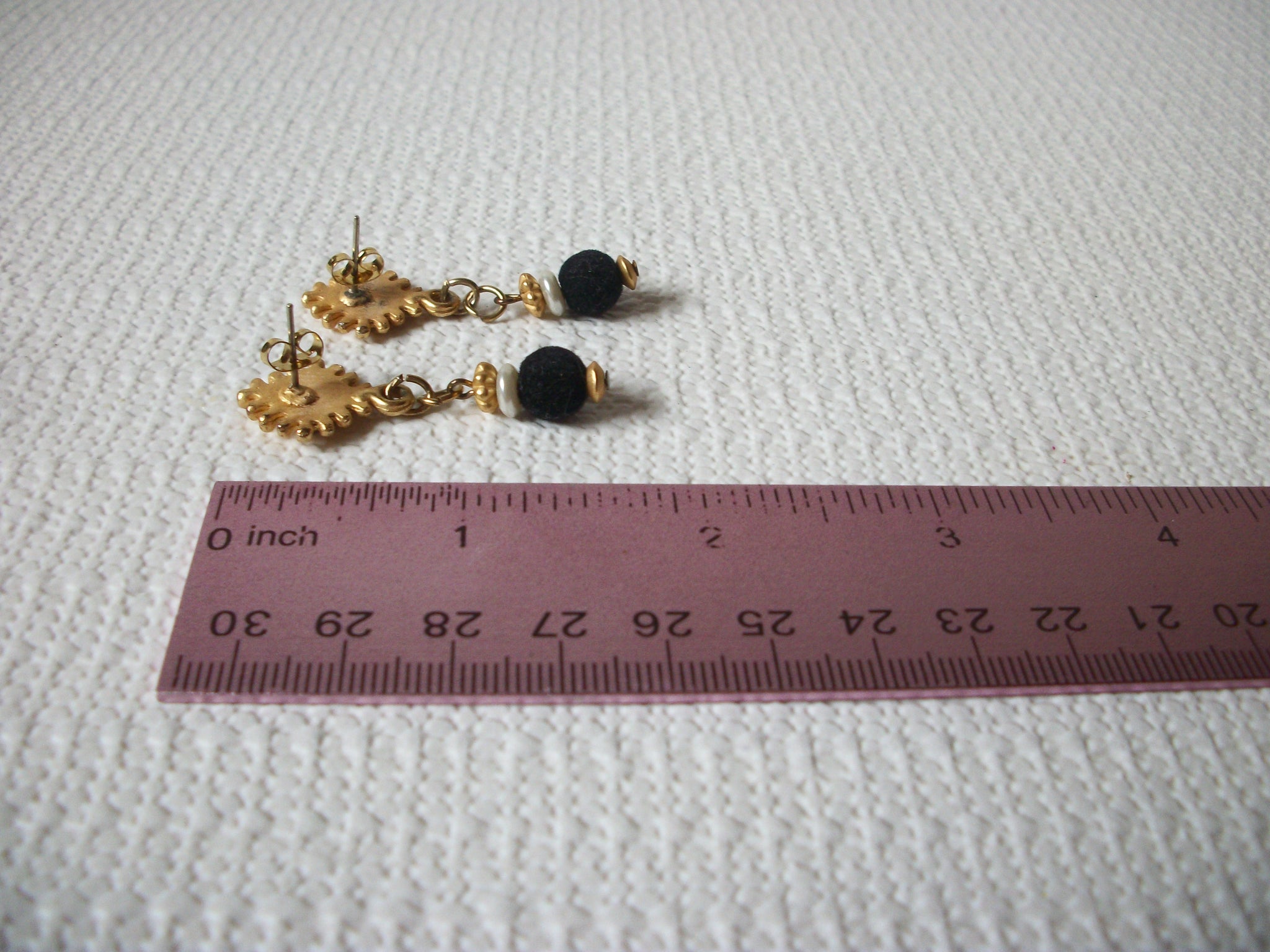 Retro Gold Black Dangle Earrings 72820