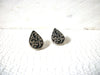 Smaller Damask Silver Black Stud Earrings 72820