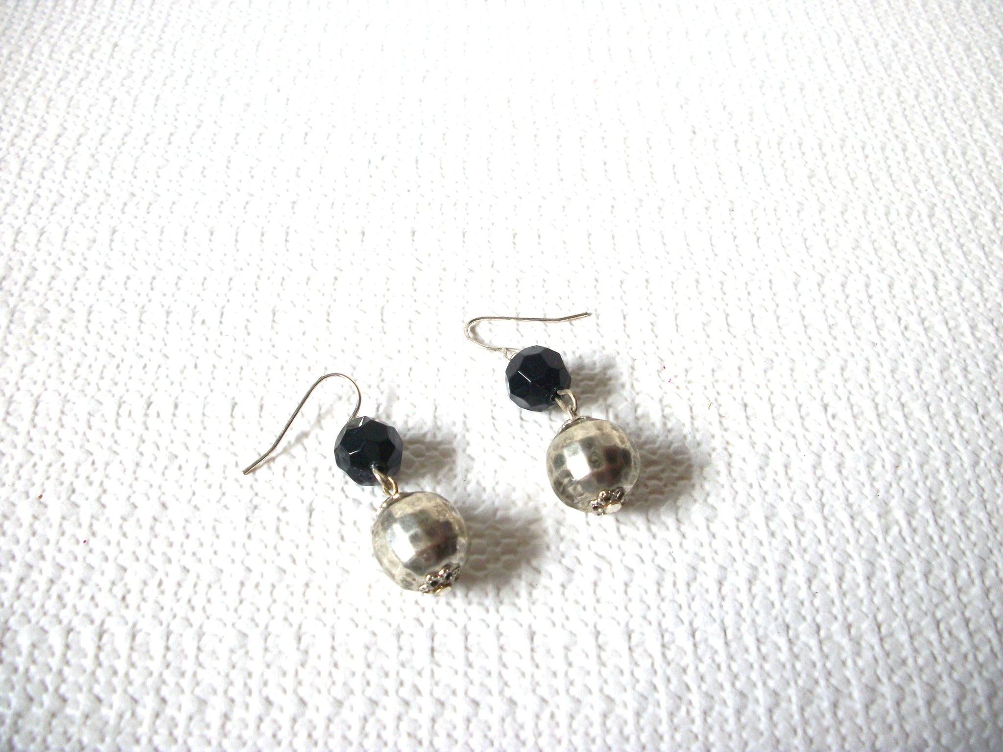 Retro Silver Black Dangle Earrings 72820