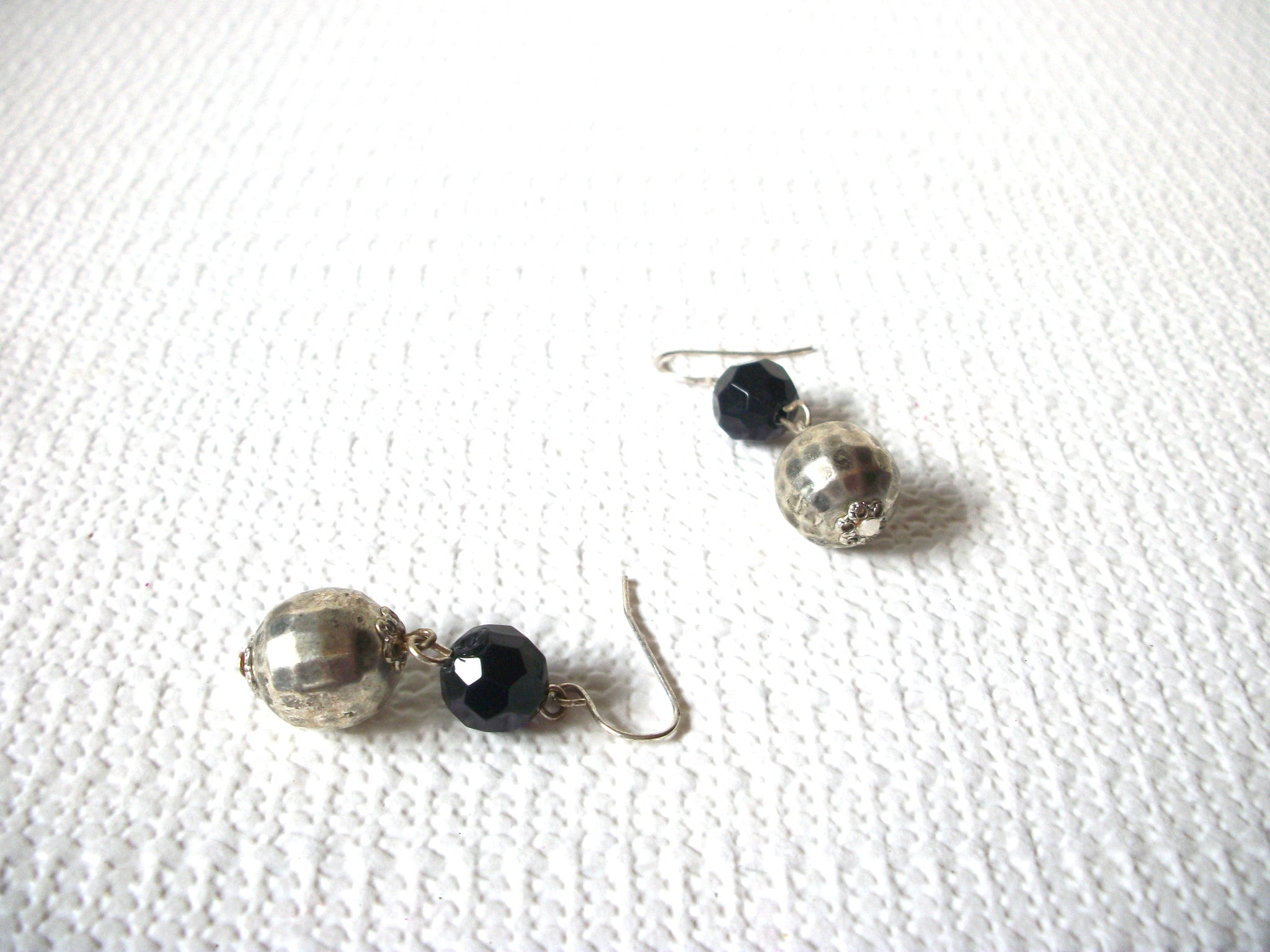 Retro Silver Black Dangle Earrings 72820