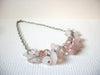 Vintage Pale Pink Cloudy White Cluster Necklace 72820