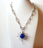 Hand Made Silver Blue Sun Symbol Necklace 72820