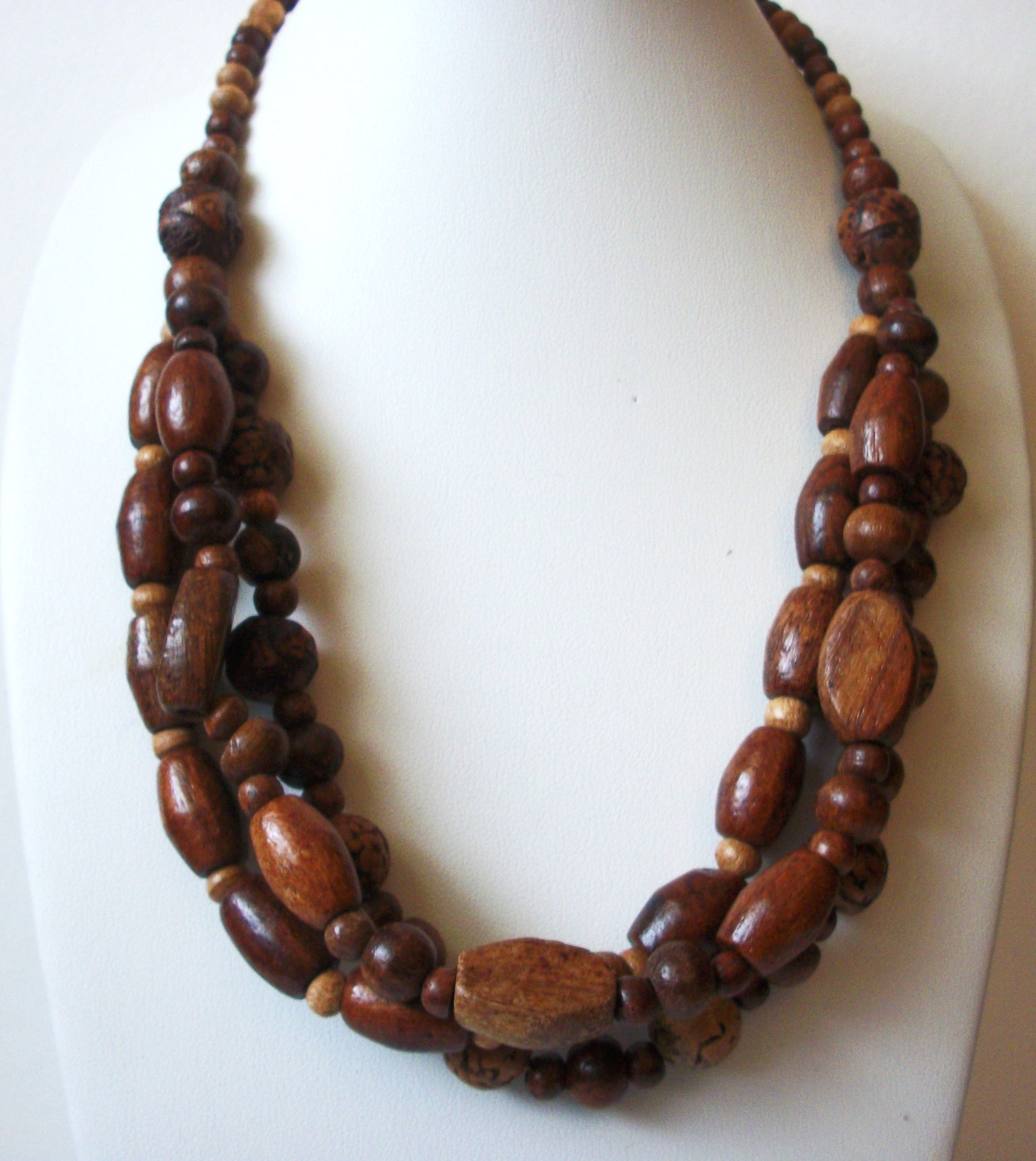 Vintage African Wood Exotic Nuts Necklace 72920