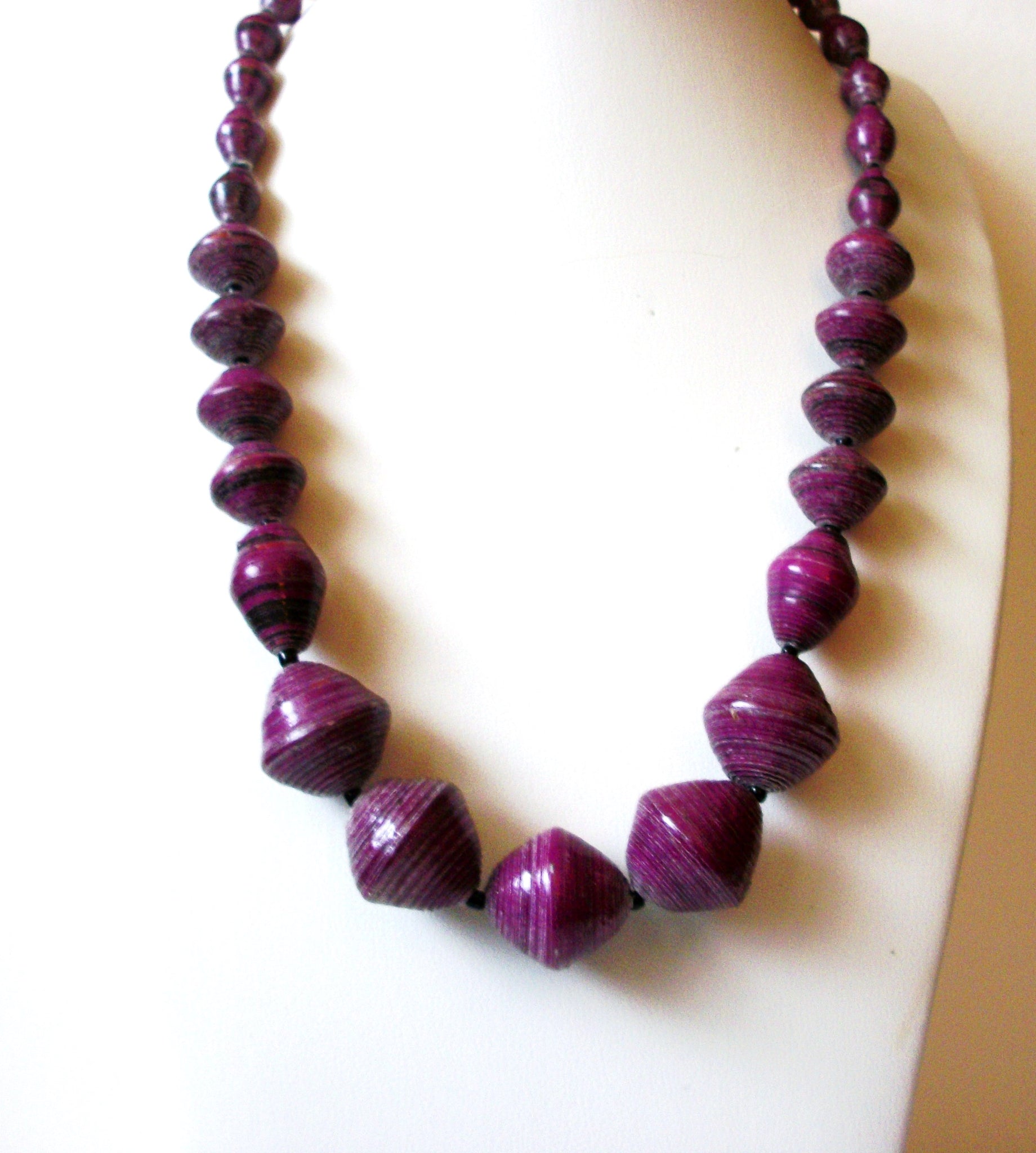 Vintage Purple African Paper Beads Necklace 72920