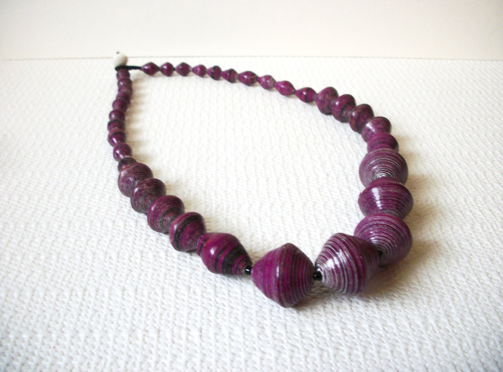 Vintage Purple African Paper Beads Necklace 72920